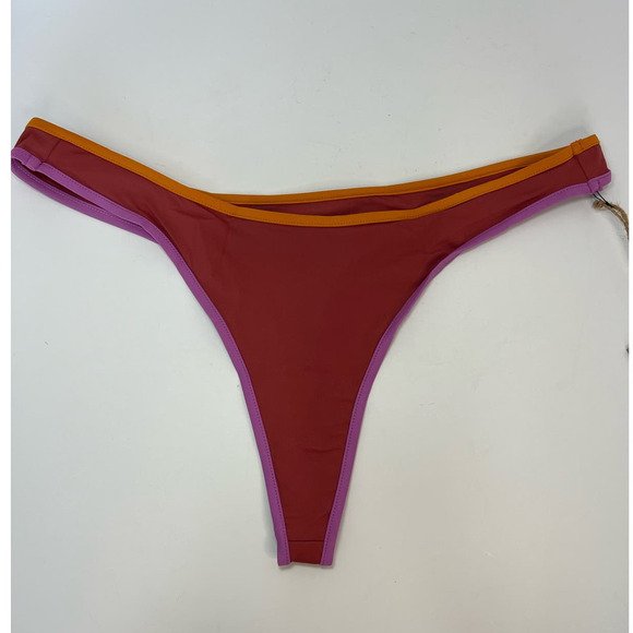 NWT Stone Fox Swim Moon Bikini Bottom, Thong, Color Block Resort Combo, size XL - Picture 2 of 16